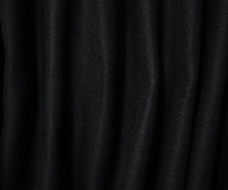 Black Boiled Wool Poly Solid Woven Coating Fabric