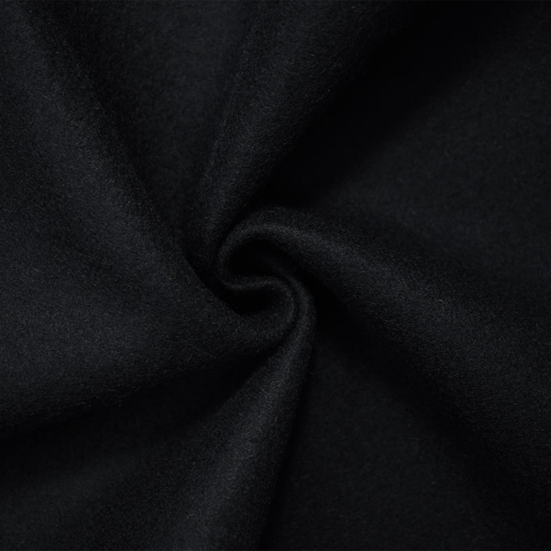 Black Boiled Wool Poly Solid Woven Coating Fabric