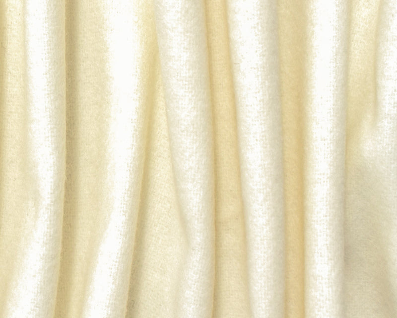 Ivory Poly Wool Solid Single Side Brushed Woven Jacketing Fabric