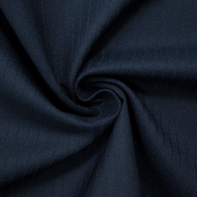 Blue-Black Wool Poly Slub Twill Woven Shirting Fabric