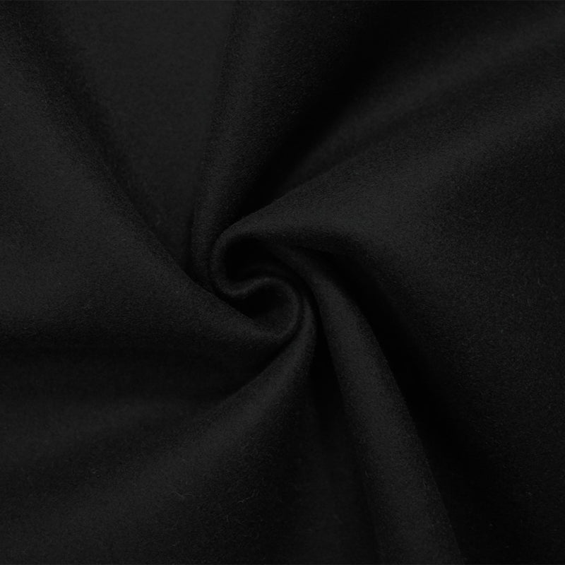Black Wool Poly Solid Boiled Woven Coating Fabric