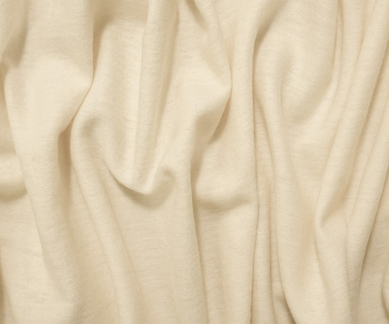 Ivory Wool Poly Spandex Stretch Slub Solid Jersey Knit Fabric