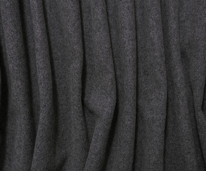 Heather Gray Wool Poly Double Brushed Woven Coating Fabric