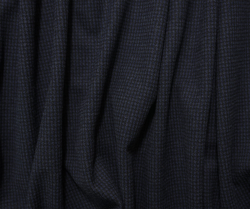 Blue-Black Poly Spandex Stretch Houndstooth Double Knit Fabric