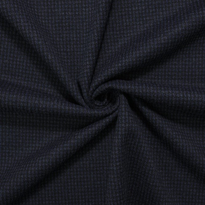 Blue-Black Poly Spandex Stretch Houndstooth Double Knit Fabric