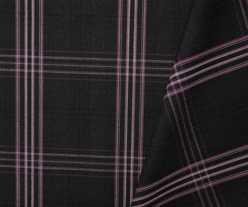 Black-Purple-Multi Wool Poly Plaid Japanese Woven Suiting Fabric