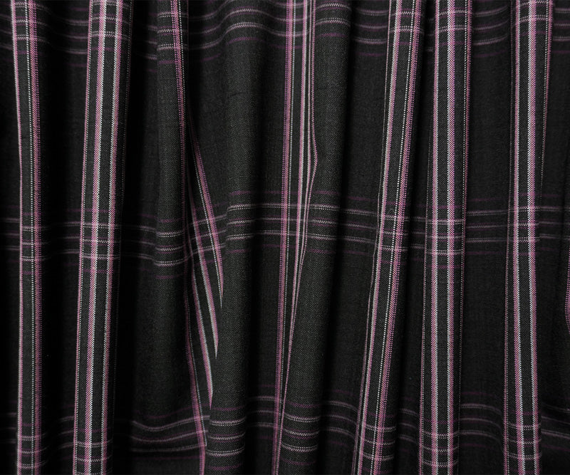 Black-Purple-Multi Wool Poly Plaid Japanese Woven Suiting Fabric