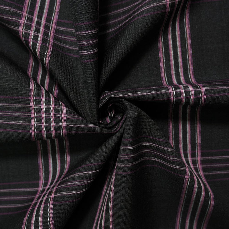 Black-Purple-Multi Wool Poly Plaid Japanese Woven Suiting Fabric