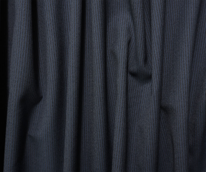 Blue-Multi Poly Wool Stripe Japanese Woven Shirting Fabric
