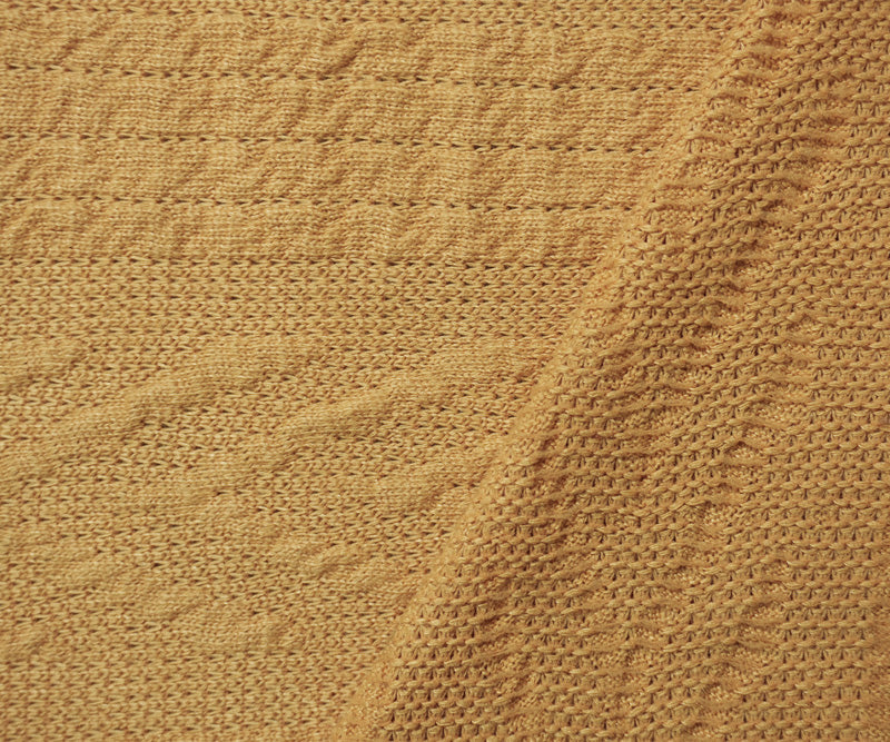 Yellow Poly Cable Sweater Knit Fabric
