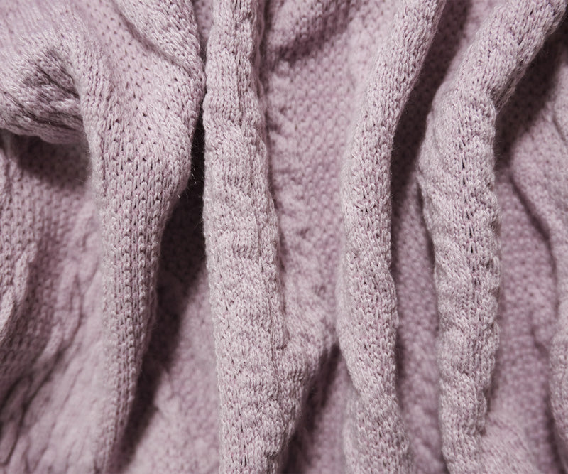 Pastel Purple Poly Cable Sweater Knit Fabric