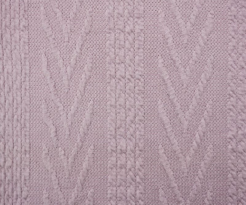 Pastel Purple Poly Cable Sweater Knit Fabric
