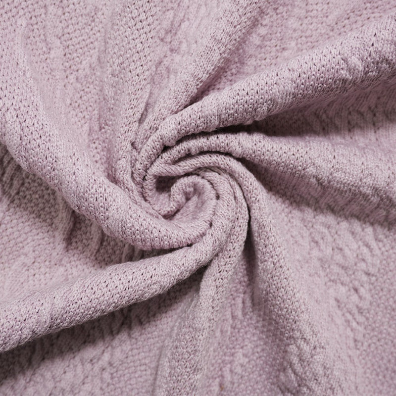 Pastel Purple Poly Cable Sweater Knit Fabric