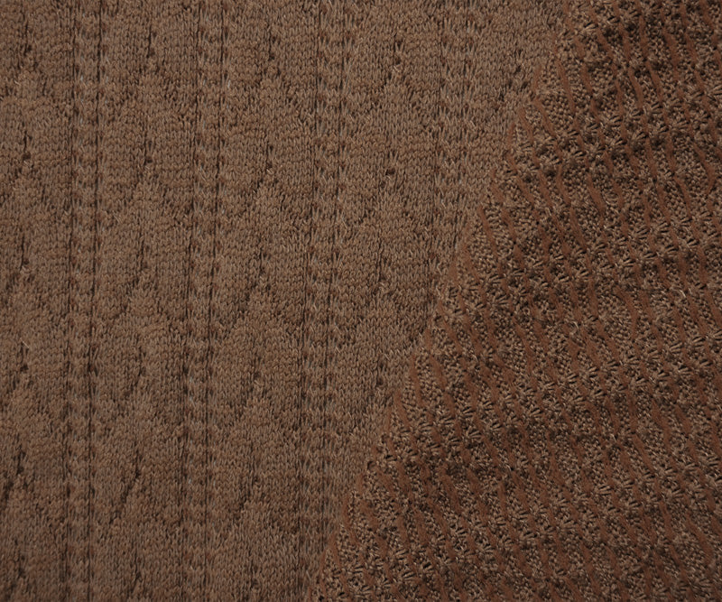 Cream Brown Poly Cable Sweater Knit Fabric