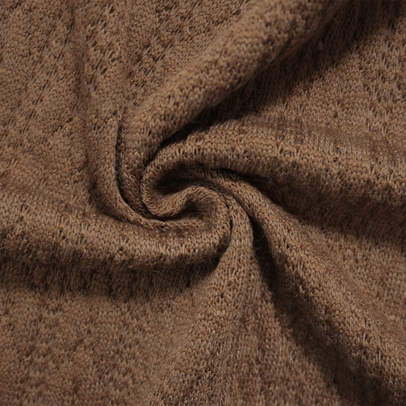 Cream Brown Poly Cable Sweater Knit Fabric