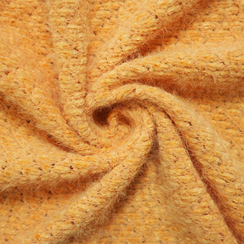 Yellow Nylon Poly Solid Chenille Sweater Knit Fabric
