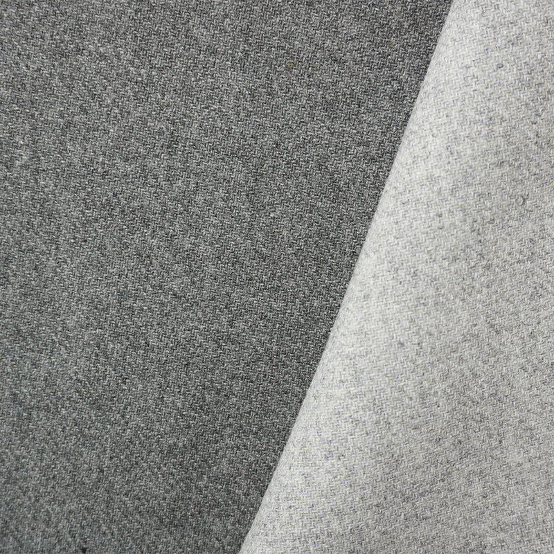 Gray Wool Poly Reversible Twill Double Woven Coating Fabric