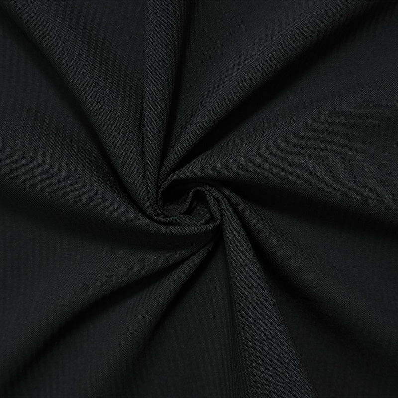 Black Poly Wool Stripe Woven Shirting Fabric