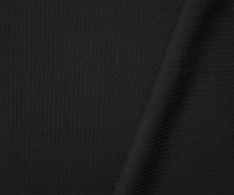 Black Poly Wool Stripe Woven Shirting Fabric