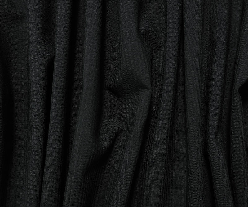 Black Poly Wool Stripe Woven Shirting Fabric