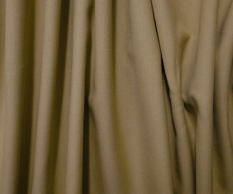 Tan Beige Wool Poly Stretch Solid Twill Woven Suiting Fabric