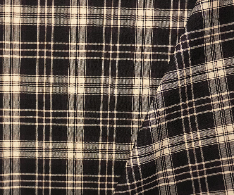 Brown-Multi Wool Plaid Woven Shirting Fabric