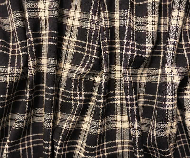 Brown-Multi Wool Plaid Woven Shirting Fabric