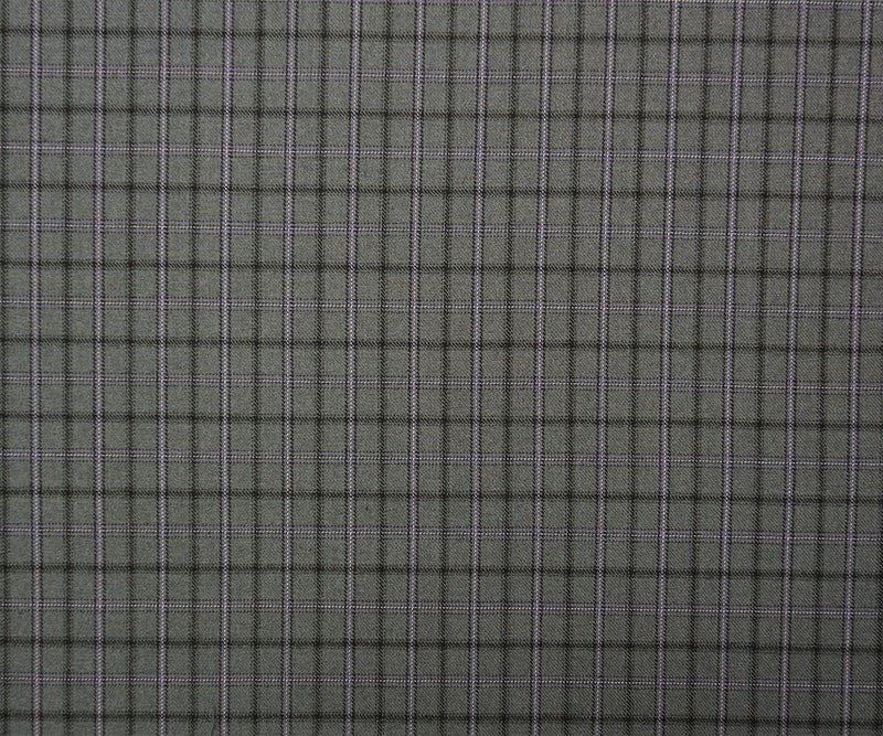 Gray-Purple-Multi Wool-Poly Plaid Twill Suiting Fabric