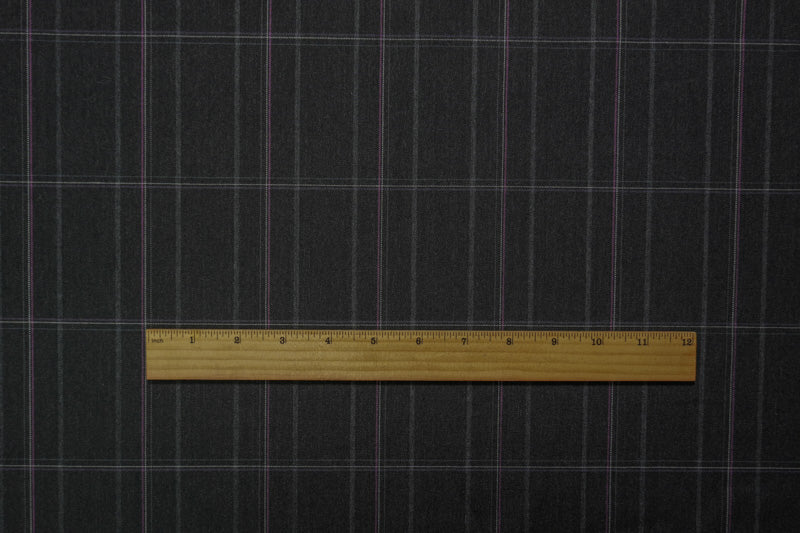 Black-Multi Poly Wool Plaid-Check Japanese Woven Shirting Fabric