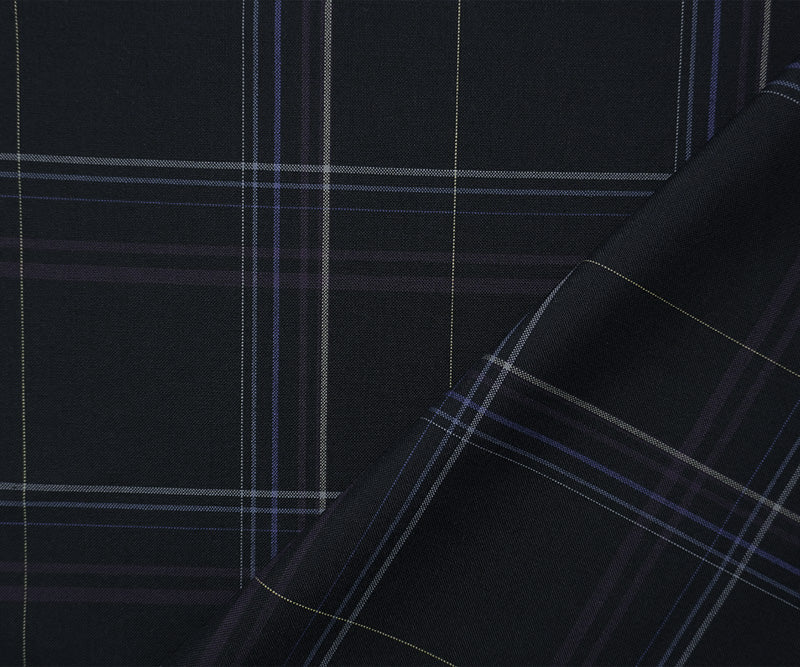 Deep Blue-Multi Poly Wool Plaid Woven Japanese Shirting Fabric