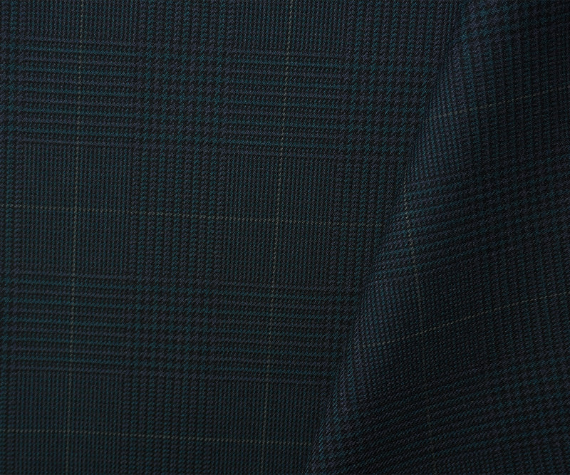 Teal-Multi Wool Poly Plaid Twill Japanese Woven Suiting Fabric