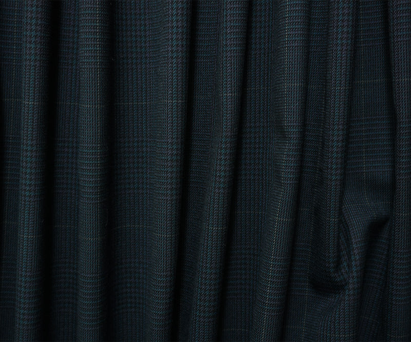 Teal-Multi Wool Poly Plaid Twill Japanese Woven Suiting Fabric