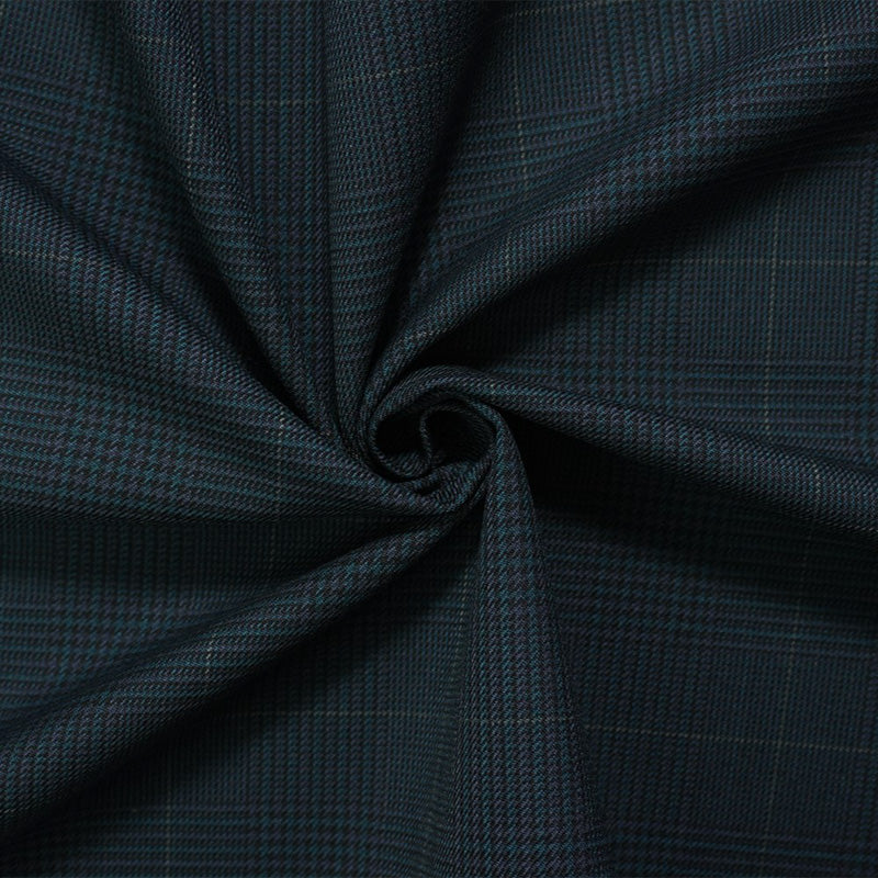 Teal-Multi Wool Poly Plaid Twill Japanese Woven Suiting Fabric