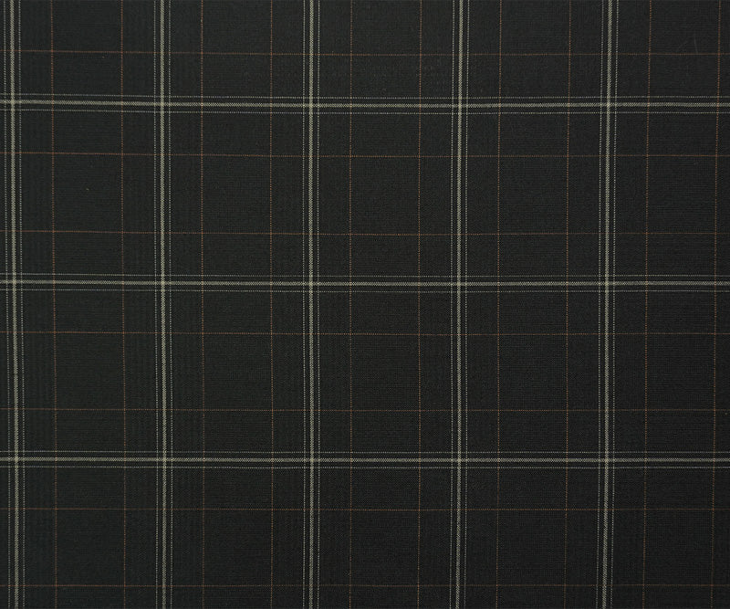 Black-Multi Poly Wool Plaid-Check Woven Shirting Fabric