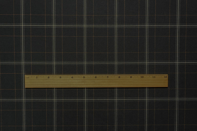 Black-Multi Poly Wool Plaid-Check Woven Shirting Fabric