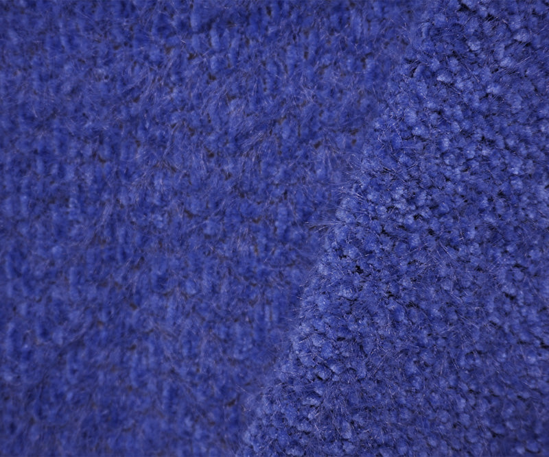 Blue Poly Solid Chenille Sweater Knit Fabric