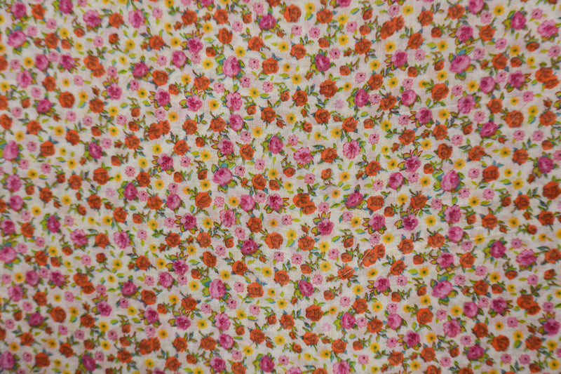 White-Pink-Multi Cotton Ditsy Floral Printed Voile Woven Fabric