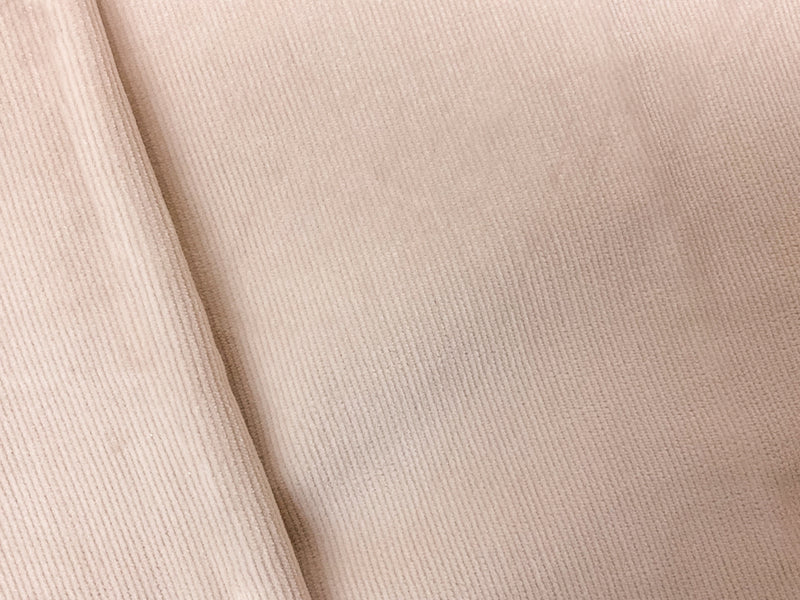 Beige Cotton Spandex Stretch Solid Pinwale Corduroy Woven Fabric