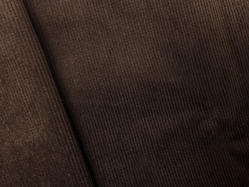 Deep Brown Cotton Stretch Solid Pinwale Corduroy Woven Fabric