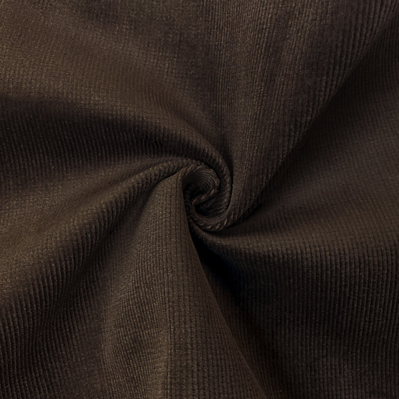 Deep Brown Cotton Stretch Solid Pinwale Corduroy Woven Fabric