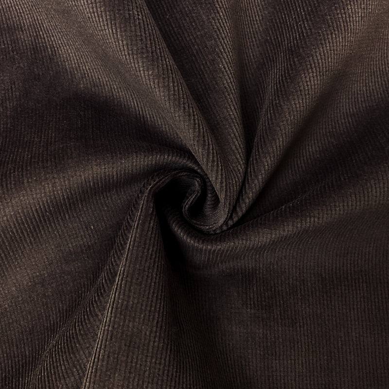 Dark Brown Cotton Stretch Solid Pinwale Corduroy Woven Fabric