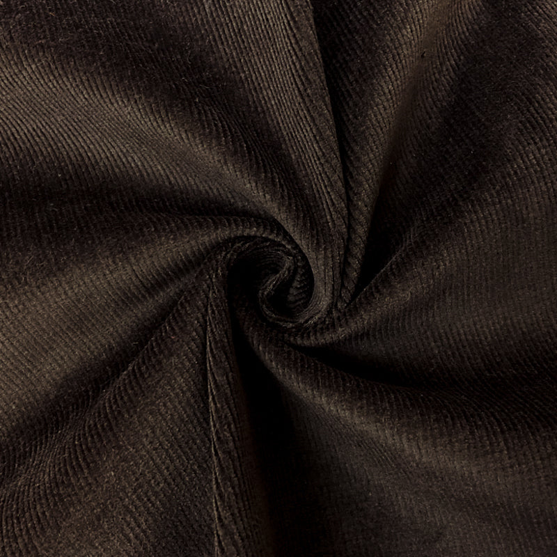 Brown Cotton Spandex Stretch Solid Pinwale Corduroy Woven Fabric