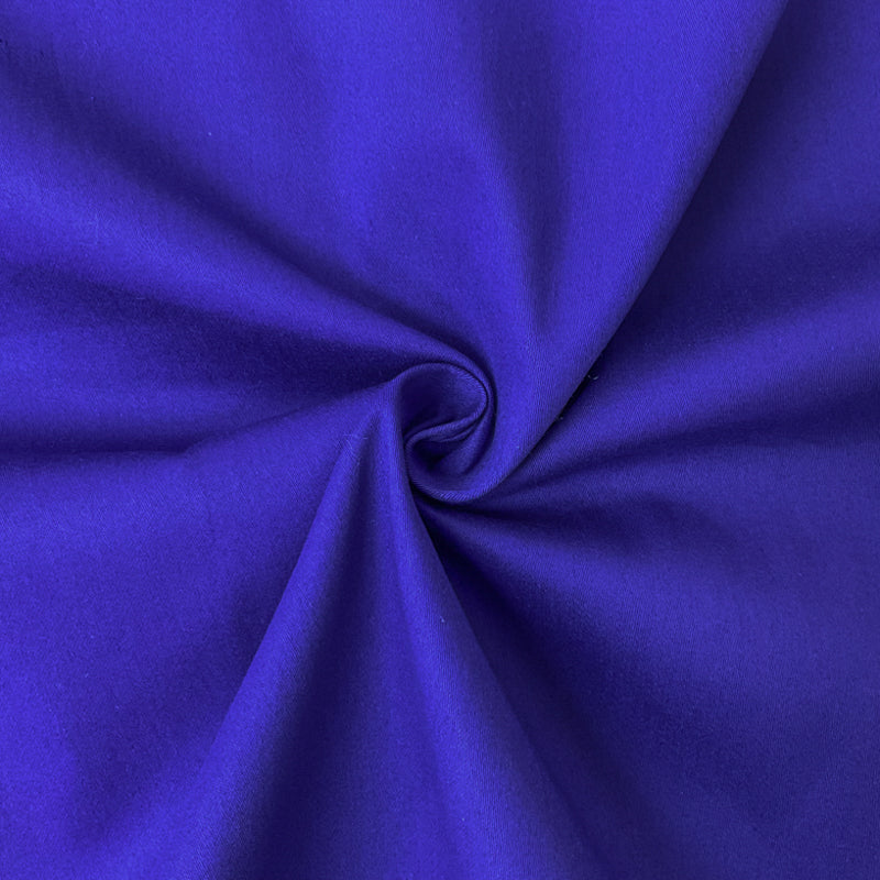 Cobalt Blue Cotton Solid Twill Sateen Woven Fabric