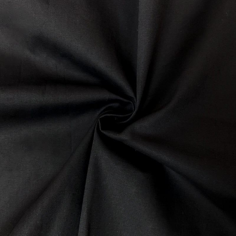 Black Cotton Spandex Stretch Solid Broadcloth Woven Fabric