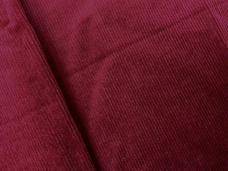 Red Cotton Spandex Stretch Solid Pinwale Corduroy Woven Fabric