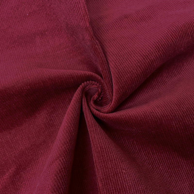 Red Cotton Spandex Stretch Solid Pinwale Corduroy Woven Fabric
