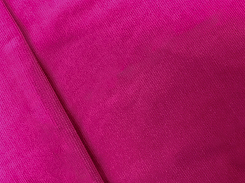 Pink Cotton Stretch Solid Featherwale Corduroy Woven Fabric