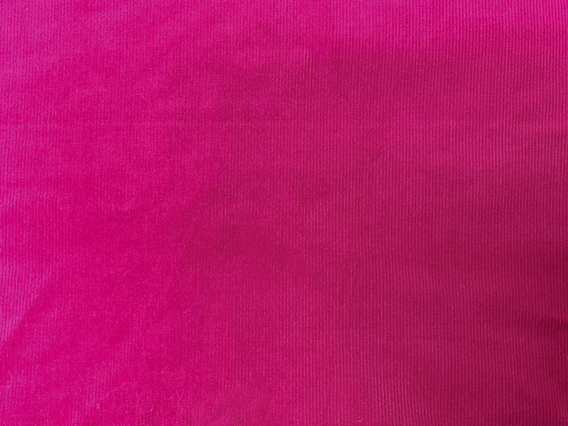Pink Cotton Stretch Solid Featherwale Corduroy Woven Fabric
