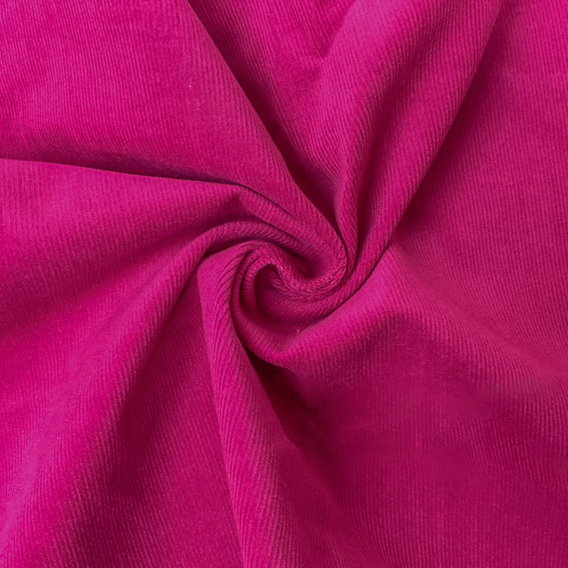 Pink Cotton Stretch Solid Featherwale Corduroy Woven Fabric