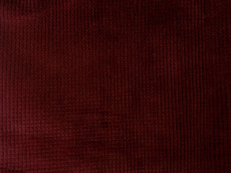 Deep Red Cotton Spandex Stretch Check Corduroy Woven Fabric